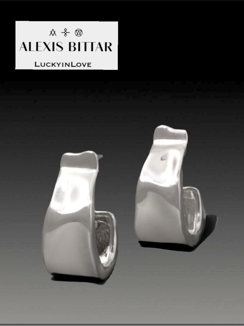 ALEXIS BITTAR • Molten Silver Ribbon Puffy Hoop Post Earrings